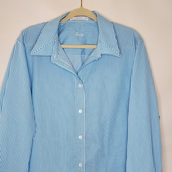Foxcroft Wrinkle Free Striped Shirt Size 22W Button-up Long Sleeve Spring Top - Picture 3 of 10